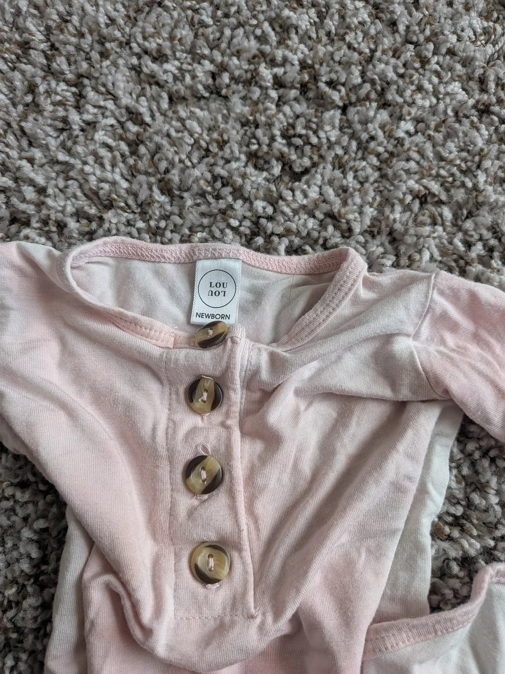 Lou Lou & Company Light Pink Baby Gown with Wooden Buttons Size NB